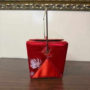 Vintage Satin Floral Takeout Box Handbag - Quirky Novelty Evening Purse